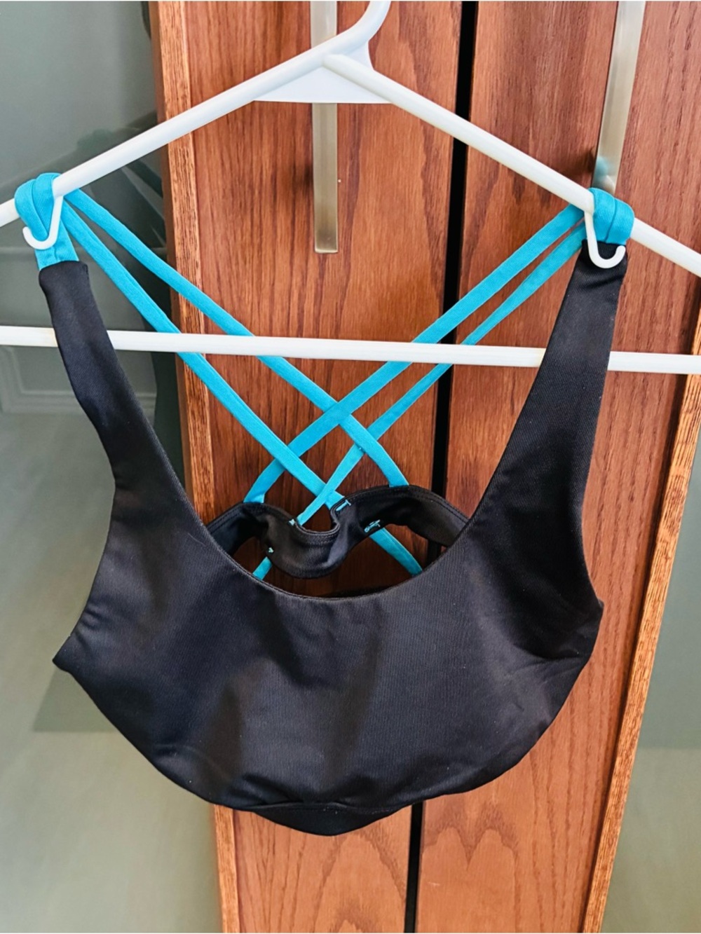 La Vie En Rose Black Bra/Swim Top with Aqua Logo